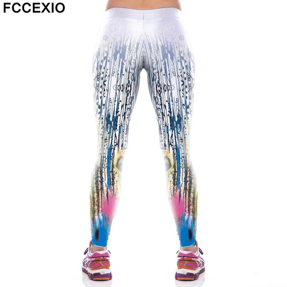 Леггинсы FCCEXIO женские спортивные дышащие высокоэластичные штаны с принтом