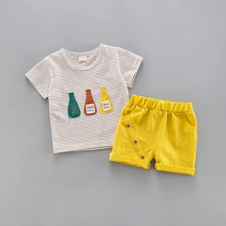 Милый комплект летней одежды для маленьких детей футболка с бутылочкой +