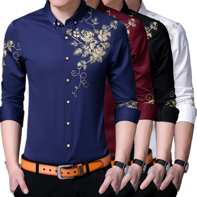 Рубашка Человек весна осень длинный рукав Slim Fit рубашки мужские повседневные с