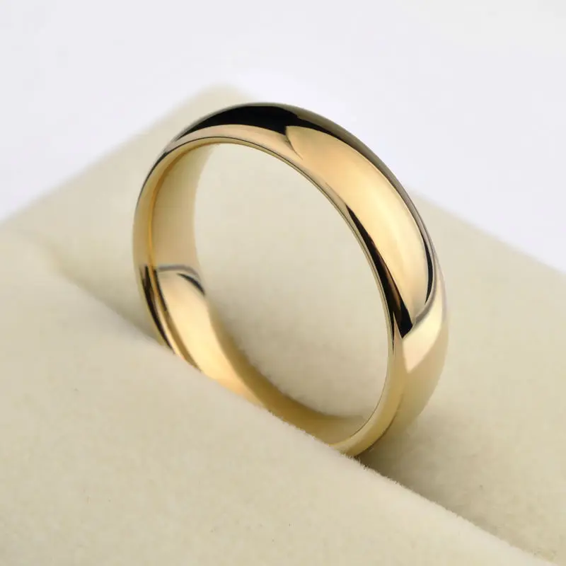 

Classic 1PCS Gold Color Alliance Couples Tungsten Wedding Band Engagement Rings for Men Women 3.5/5mm Width Comfort Fit 4-12