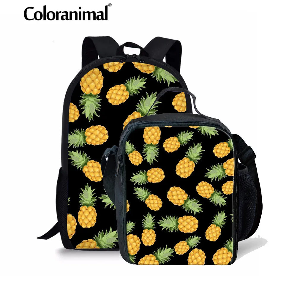 Детский Школьный рюкзак с объемным фруктовым принтом Coloranimal ранец ананасовым для