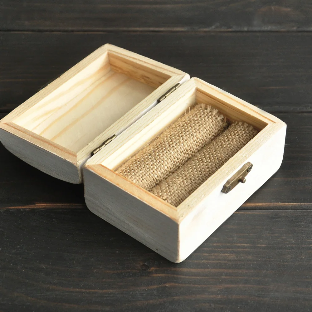 Деревенская Персонализированные Свадебные кольца коробка деревянная шкатулка с