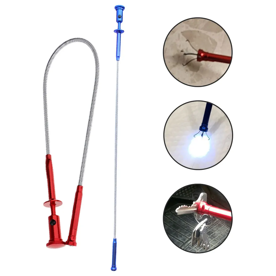 

Telescopic magnetic pickup Magnet 4 Claw LED Light Magnetic Long Spring Grip Home Toilet Gadget Sewer Cleaning Pickup Tools