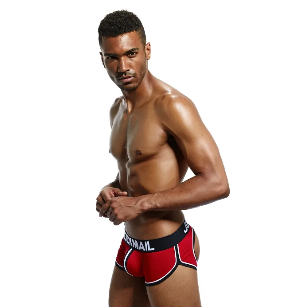 JOCKMAIL, сексуальное мужское нижнее белье, боксеры, шорты, открытая спина, ягодицы, хлопок, открытая спина, гей, мужское нижнее белье, бандаж, cuecas, Гей Трусы