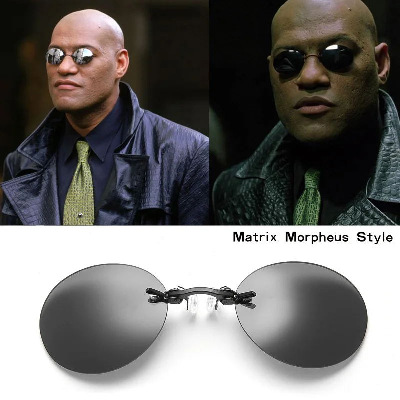 Round Rimless Sunglasses Men Classic Clamp Nose Fashion Matrix Morpheus Male Mini Frameless Brand Designer Eyeglasses | Аксессуары для