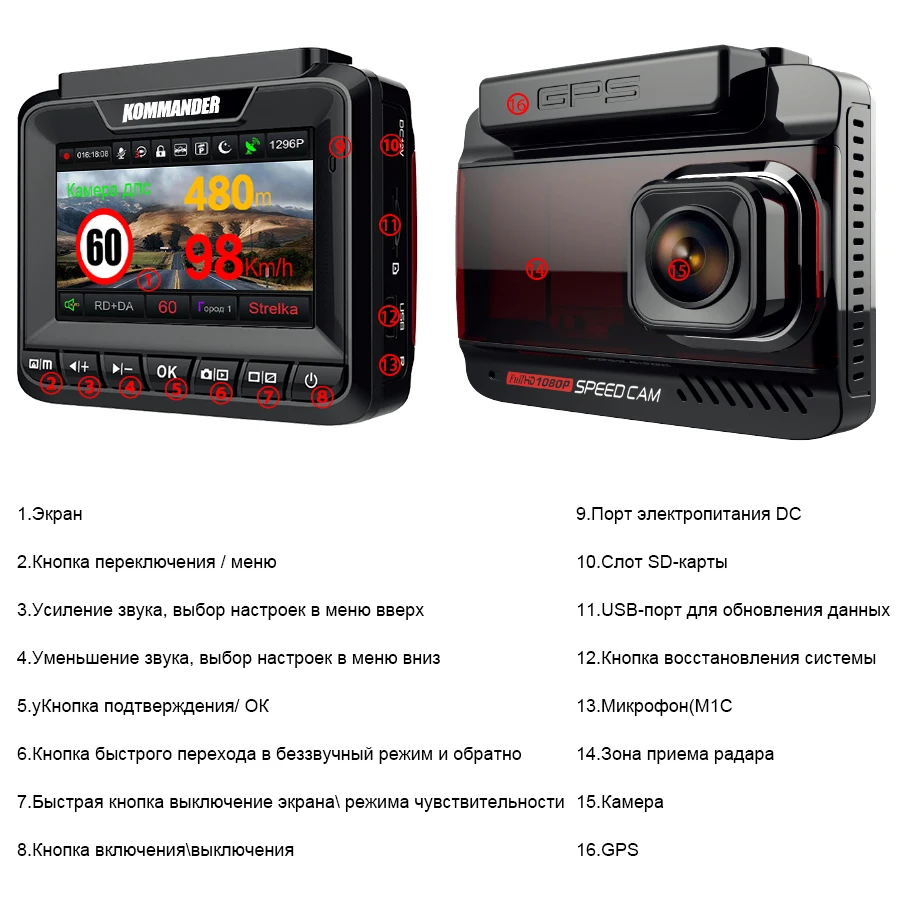 Kommander для автомобилей gps speed camera 3 в 1 anti radar full hd 1296 P road dou|Видеорегистраторы| |