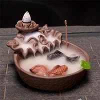 incense burner two fishes incense holders ceramic backflow incense burner purple clay smoke cone sticks holder mosquito incense