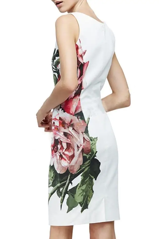 2020 летнее Новое модное женское платье с цветочным принтом без рукавов круглым