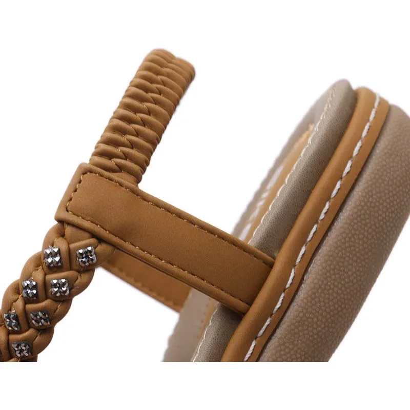 Женские сандалии со стразами пикантные женские гладиаторы на плоской подошве