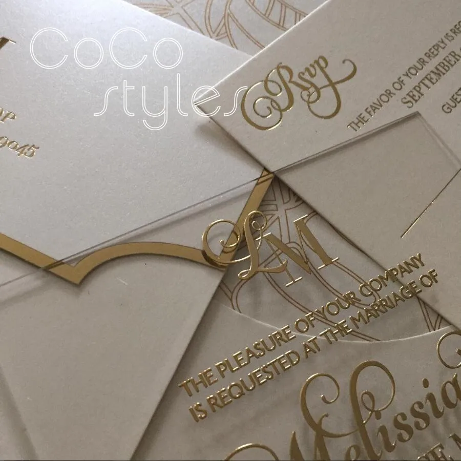 Cocostyles индивидуальные прозрачные акриловые Пригласительные открытки с золотой