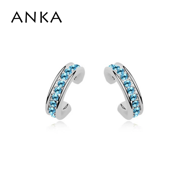 Полукруглые серьги-гвоздики с кристаллами простой стиль подарок девушке модные