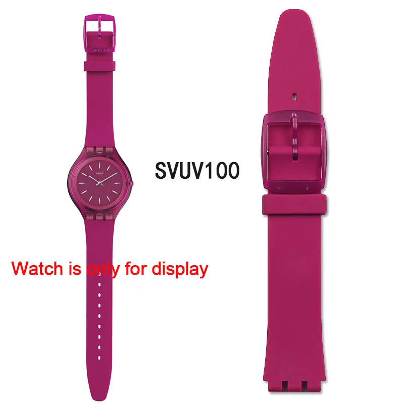 Силиконовый ремешок пряжка аксессуары для часов Swatch Кожа Лоскут SFK397SFK360SFK361 спортивный водонепроницаемый женский ремешок для часов - Цвет ремешка: SVUV100