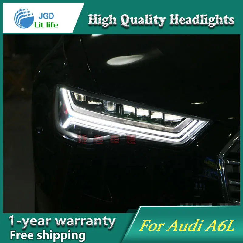 Автомобильный Стильный чехол для Audi A6L A6 фары 2012- фары светодиодный DRL Объектив двойной луч HID