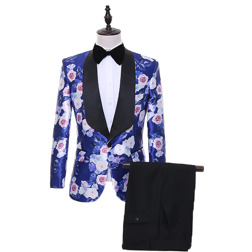 

Men's suit men's printed fashion gentleman suit two-piece suit (jacket + pants) men's business banquet formal suit