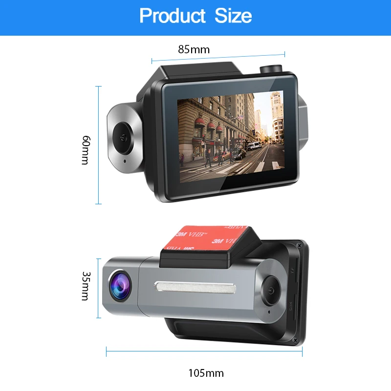 Смарт-видеорегистратор ANSTAR 3 дюйма 1080P HD с функцией записи видео Wi-Fi камерой