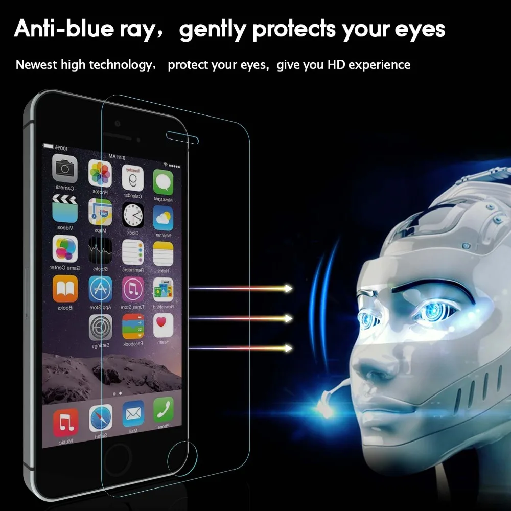 Закаленное стекло 9H с защитой от синего излучения для iPhone 12 Mini 11 Pro X XR XSMAX 8 7 6 6S Plus 5S