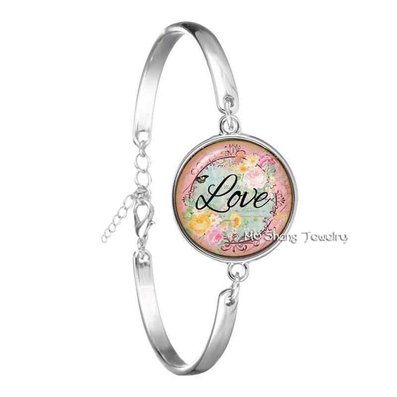Браслет Beauty Love Hope Believe с буквенным принтом 18 мм стеклянный купол Библейский стих