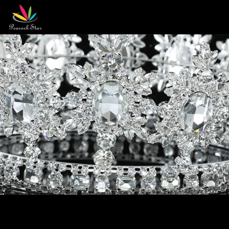 Павлин звезда для мужчин король корона Pageant Пром аксессуары Полный Круг Круглый тиара CT1827
