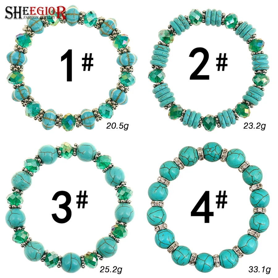 Браслет shegior с синими бусинами и шармами для женщин браслет ручной работы мужчин