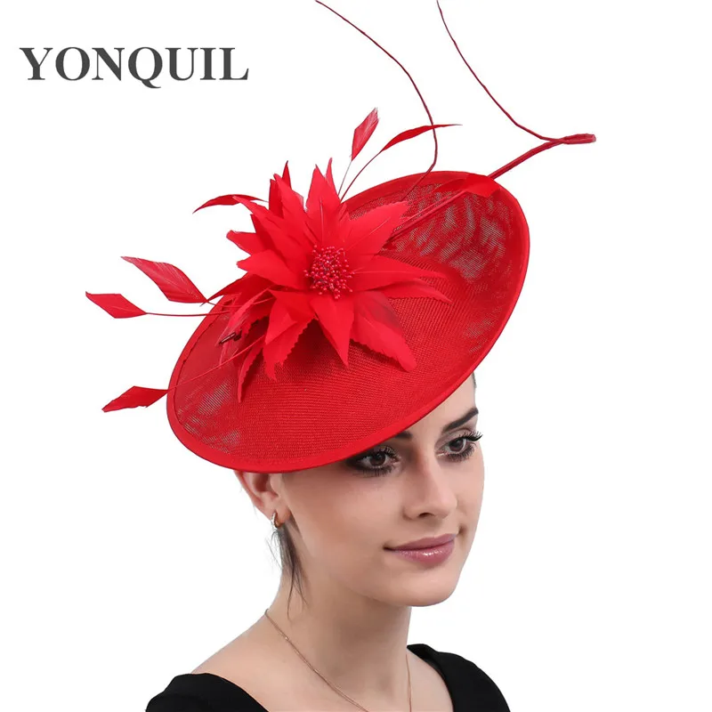 Аксессуары для волос с красными перьями Вуалетка Дерби Кентукки церковные