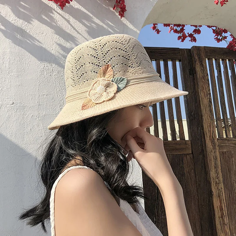 Женская соломенная шляпа летняя Солнцезащитная в Корейском стиле пляжная кепка