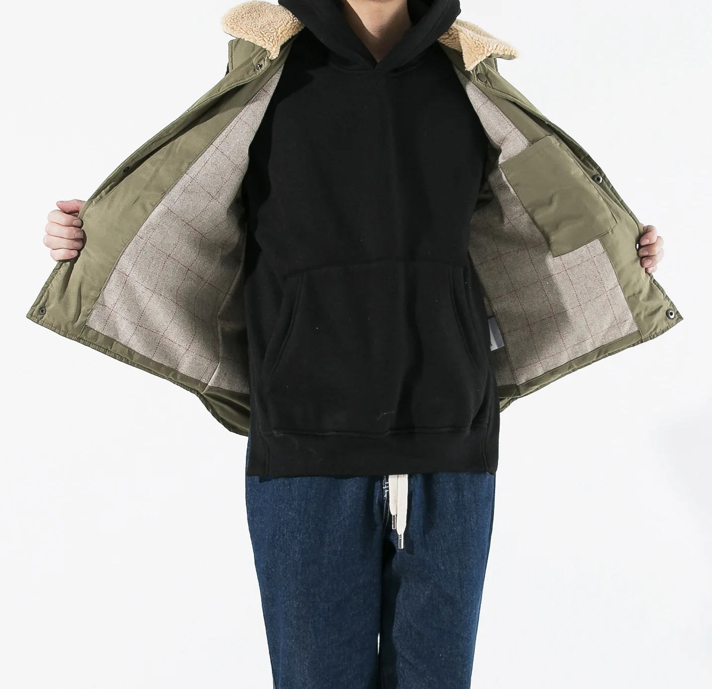 Черная пуговица шерпа льняной воротник мужской жилет Зимняя теплая