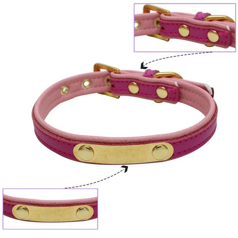 Персонализированные ошейники из мягкой кожи с подкладкой для собак гравировкой