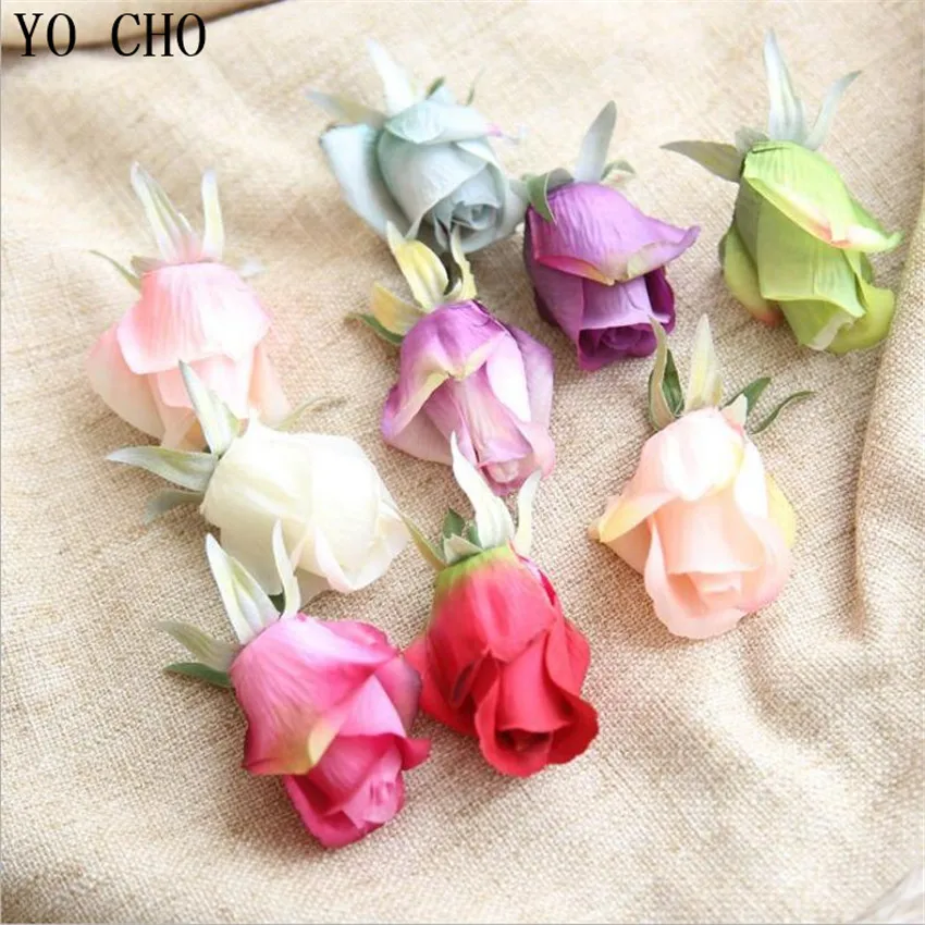 

YO CHO 11 Heads Artificial Rose Flower Head Silk Flower Artificial Flowers Heads Wedding Accessories Bridal Hair Clips Headbands