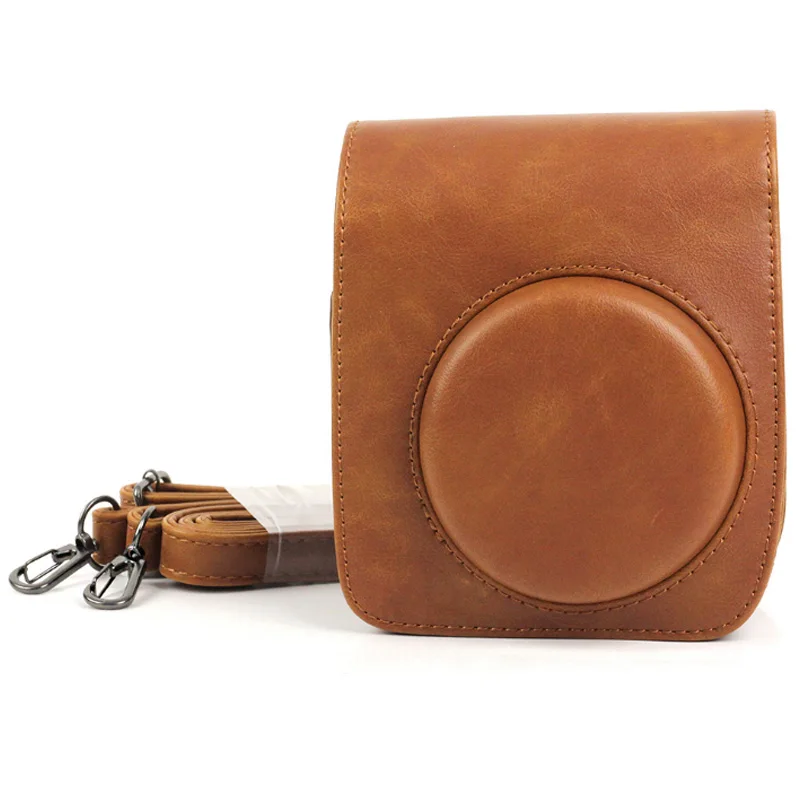 brown mini 90 Из искусственной кожи/кристально чистая камера мягкая сумка на плечо для Fuji Polaroid Instax Mini 90 Защитный чехол оболочка чехол с ремешком - Цвет: brown mini 90
