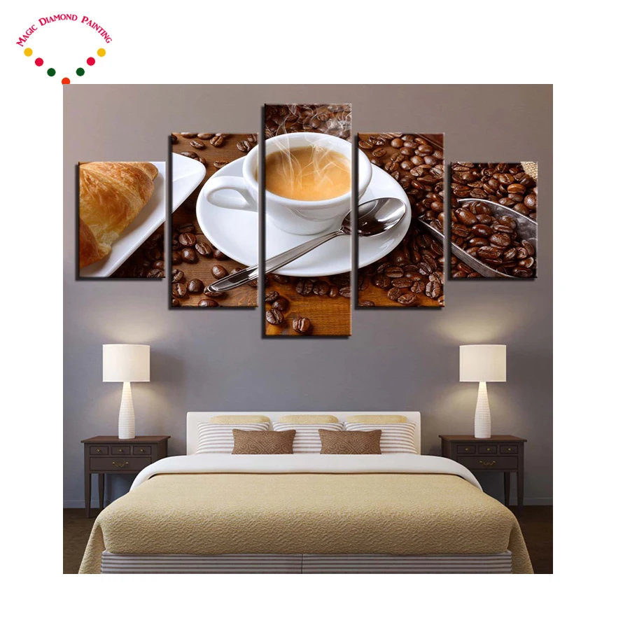 

5pcs/set full 5d diamond embroidery Coffee Canvas Diamond mosaic 5d diamond painting cross stitch diamond sets home decorative