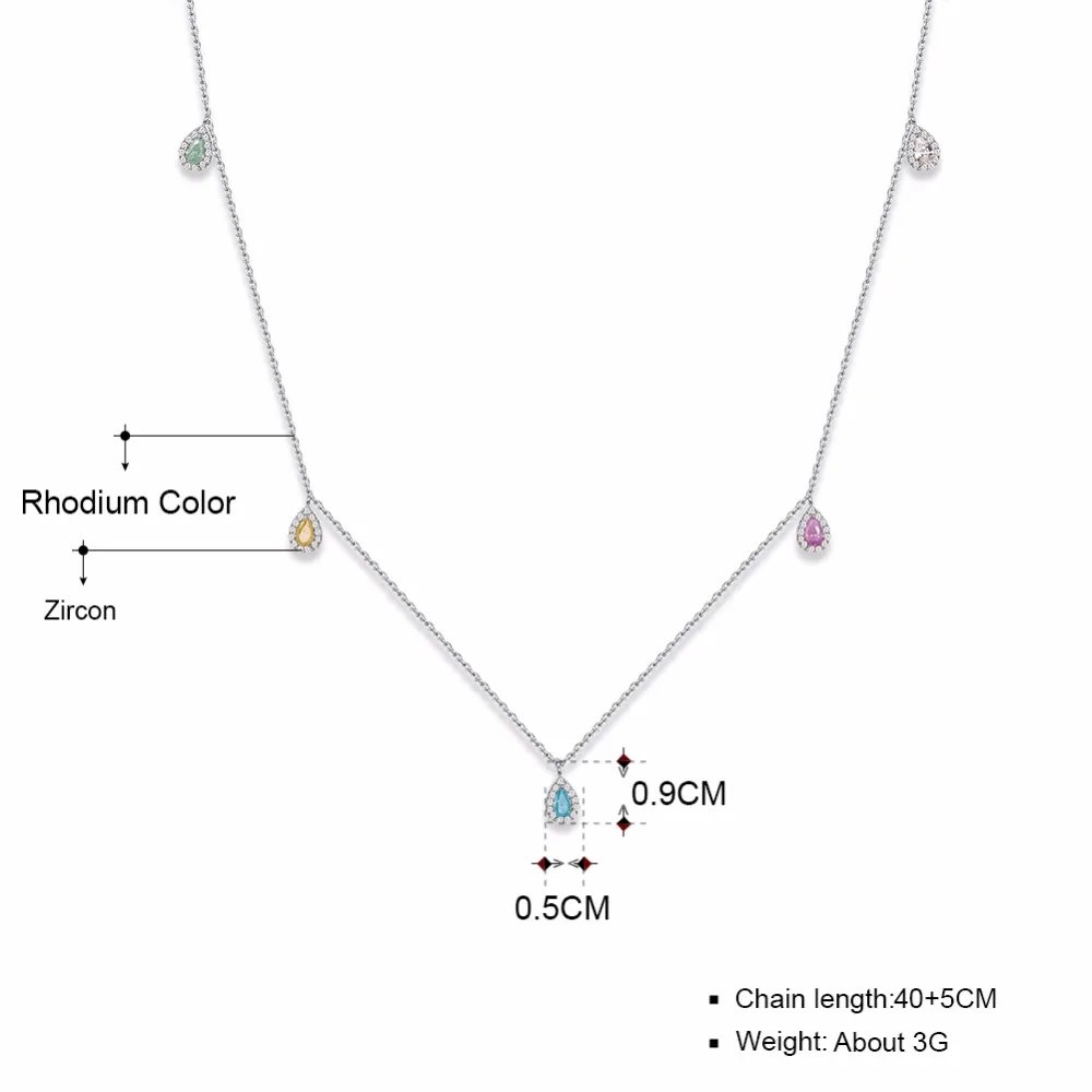 

2021 New Summer Stylish Charm Necklace Statement Jewelry Candy Color Stones Waterdrop Pendant Choker Necklaces