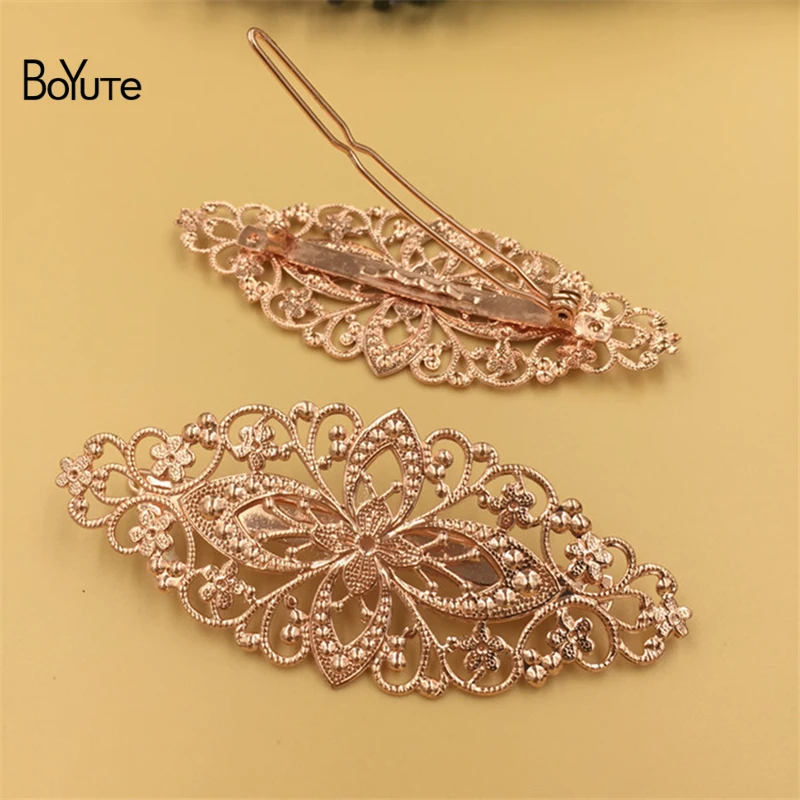 BoYuTe 5 шт 35*80 мм филигранные Цветочные Заколки невидимки для волос 6 цветов