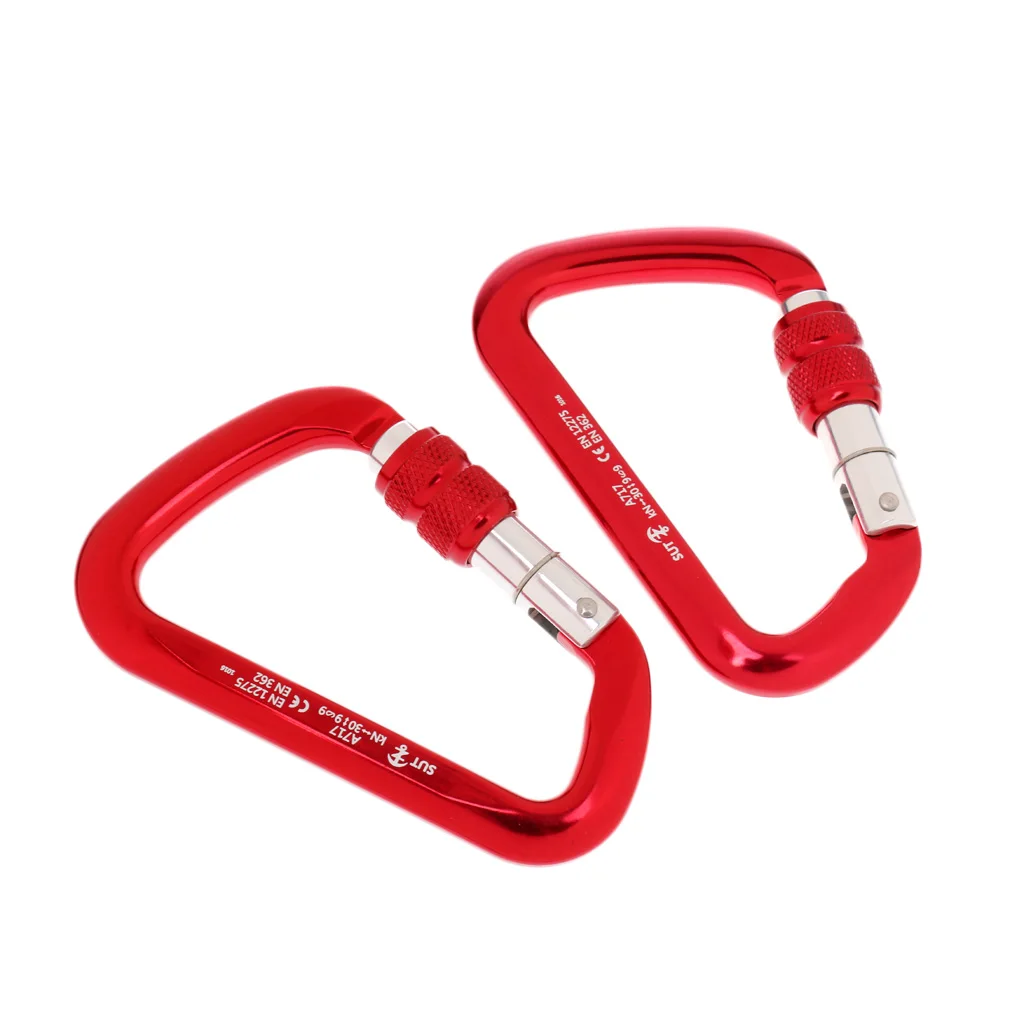 Professional 2 Pcs 30KN Twist Auto Locking D-Ring Carabiner Rock Climbing Rappelling Safety Rescue for Camping Hiking Equipment | Спорт и