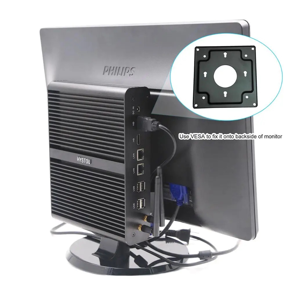 Hystou 2019 мини пк Windows 10 i7 5500U i5 5200U i3 5005U Barebone minipc HTPC Intel Nuc Fanless для linux pfsence пк|Мини ПК| |