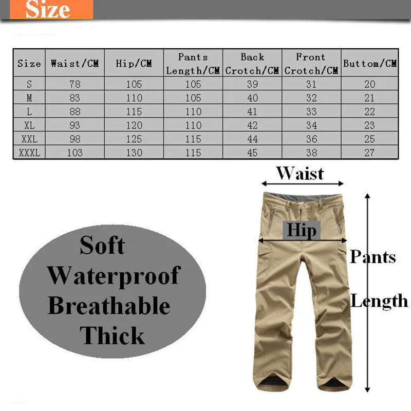Men Hunting Camping Sharkskin Trousers S - XXXL Outdoor Climbing Ski Wind Waterproof Pants Gray Color Free Shipping | Мужская одежда