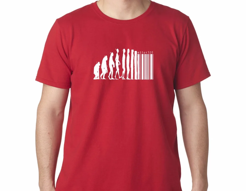 Футболки человеческая Эволюция Бэнкси человечество обезьяна штрих код Капитализм Анархия футболка дизайн