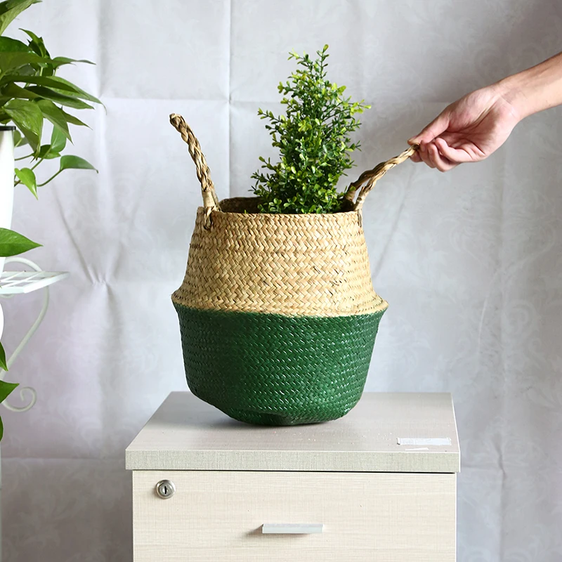 WHISM Seagrass корзинка ручной работы складной ротанг цветочный горшок соломенная плетеная корзина для белья домашний декор васман