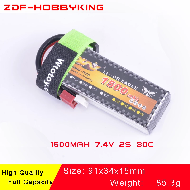 2018 Новое поступление RC Lipo батарея 2S 7 4 В 1500 мАч 30C AKKU для вертолета