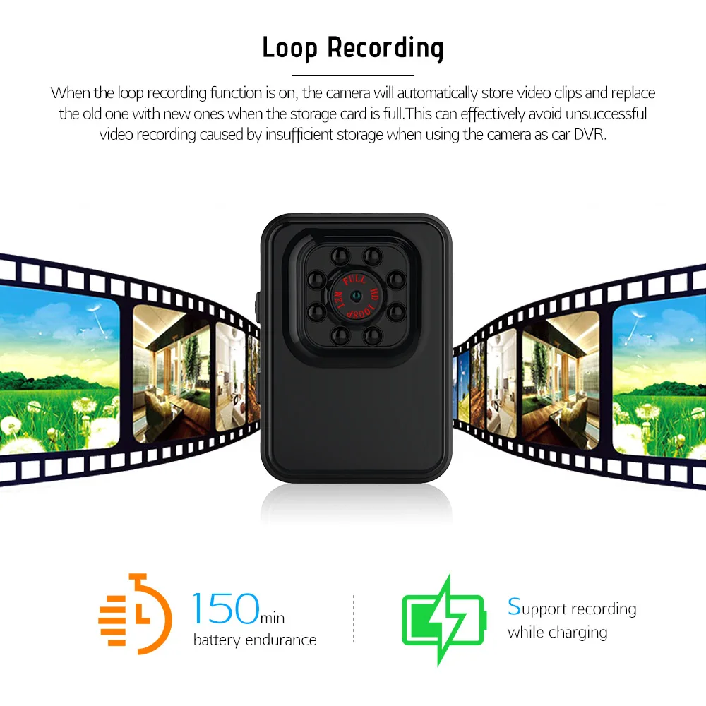 Портативная экшн камера R3 HD 1080P мини для автомобиля и дома видеокамера ночного