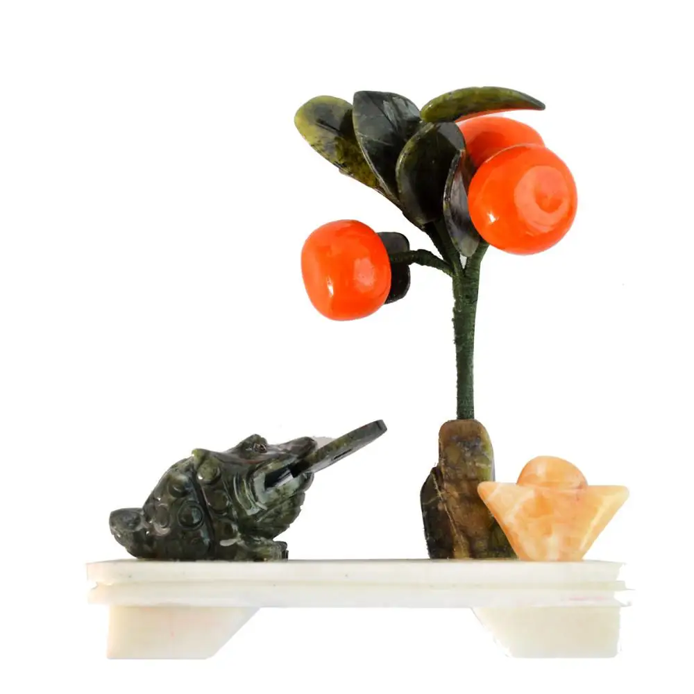 

Fengshui Природный Нефритовый камень Persimmon искусственное растение для удачи J2078