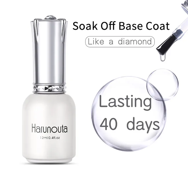 Base Coat Harunouta 12 мл цветной блестящий гель УФ Гель-лак удаляемый путем отмачивания чистого цвета ногтей розовый голографический верхний слой Гель-лак для маникюра - Цвет: Base Coat