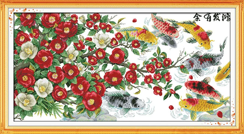 

new Flowers and fishes Animal cross stitch kits 14ct white 11ct printed embroidery DIY handmade needle work wall home decor