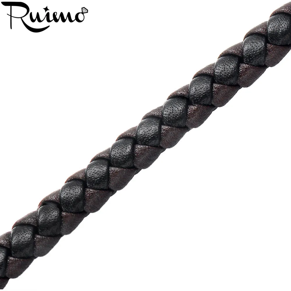 Плоский плетеный кожаный шнур RUIMO 6*3 мм из натуральной плетеной кожи разноцветные
