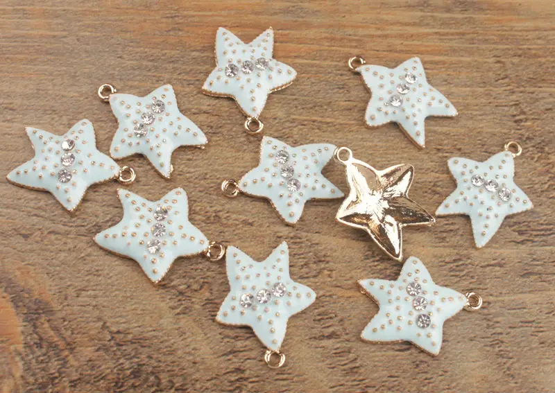 

20pcs Fashion Enamel Rhinestone Starfish Charms