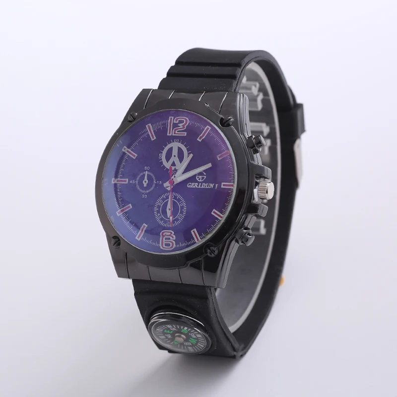 Мужские кварцевые часы с большим циферблатом армейские военные резиновые