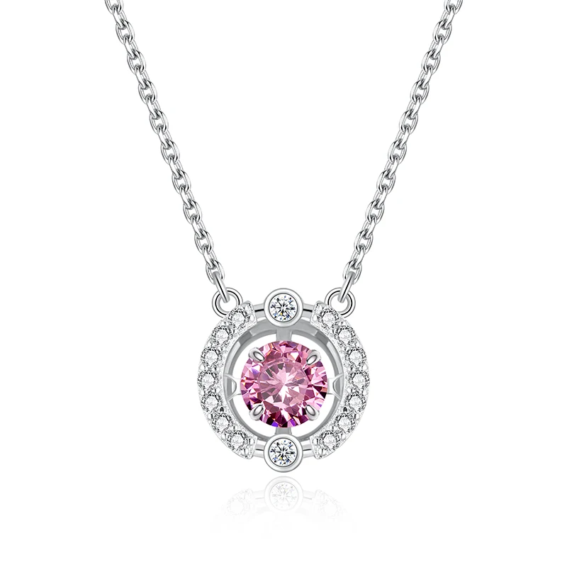 Ожерелье Warme Farben Swarovski s для женщин, ожерелье из стерлингового серебра 925 пробы с подвеской в виде сердца, циркониевое ожерелье, ожерелье, подарок - Цвет камня: Pink