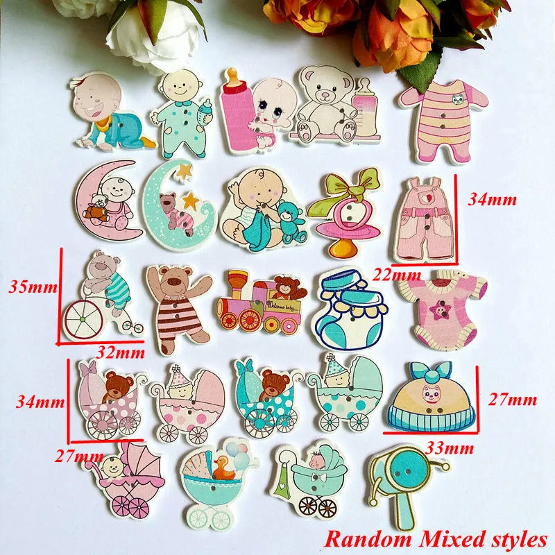 40 шт. детские деревянные пуговицы для скрапбукинга|buttons scrapbooking|decorative buttonsscrapbooking