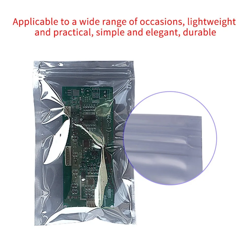 50pcs Aluminum Antistatic Bag Resealable Anti Static Zip Bags Pouch for Electronic Pouches Anti Static Package Mylar Bags images - 6