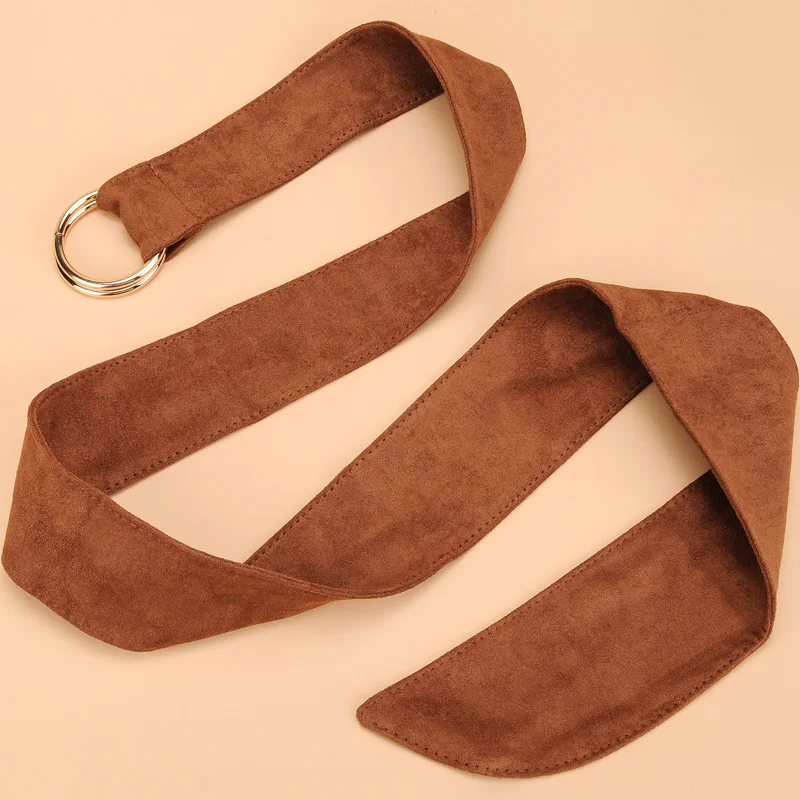 Ремень из искусственной замши Женский модный пояс сплава широкий однотонный для