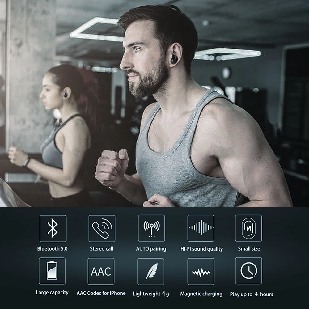 TOPROAD Bluetooth 5,0 TWS наушники беспроводные стерео наушники-вкладыши гарнитура с микрофоном Handsfree